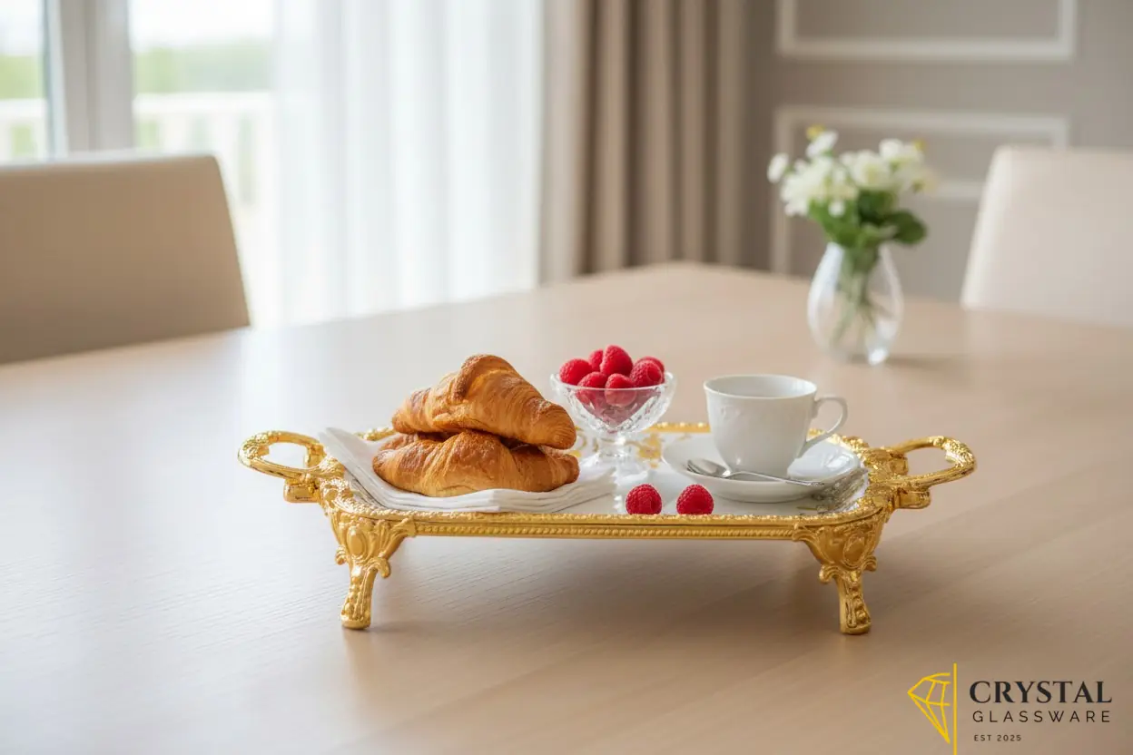 Rectangular Royal Gold Filigree Serving Platter 